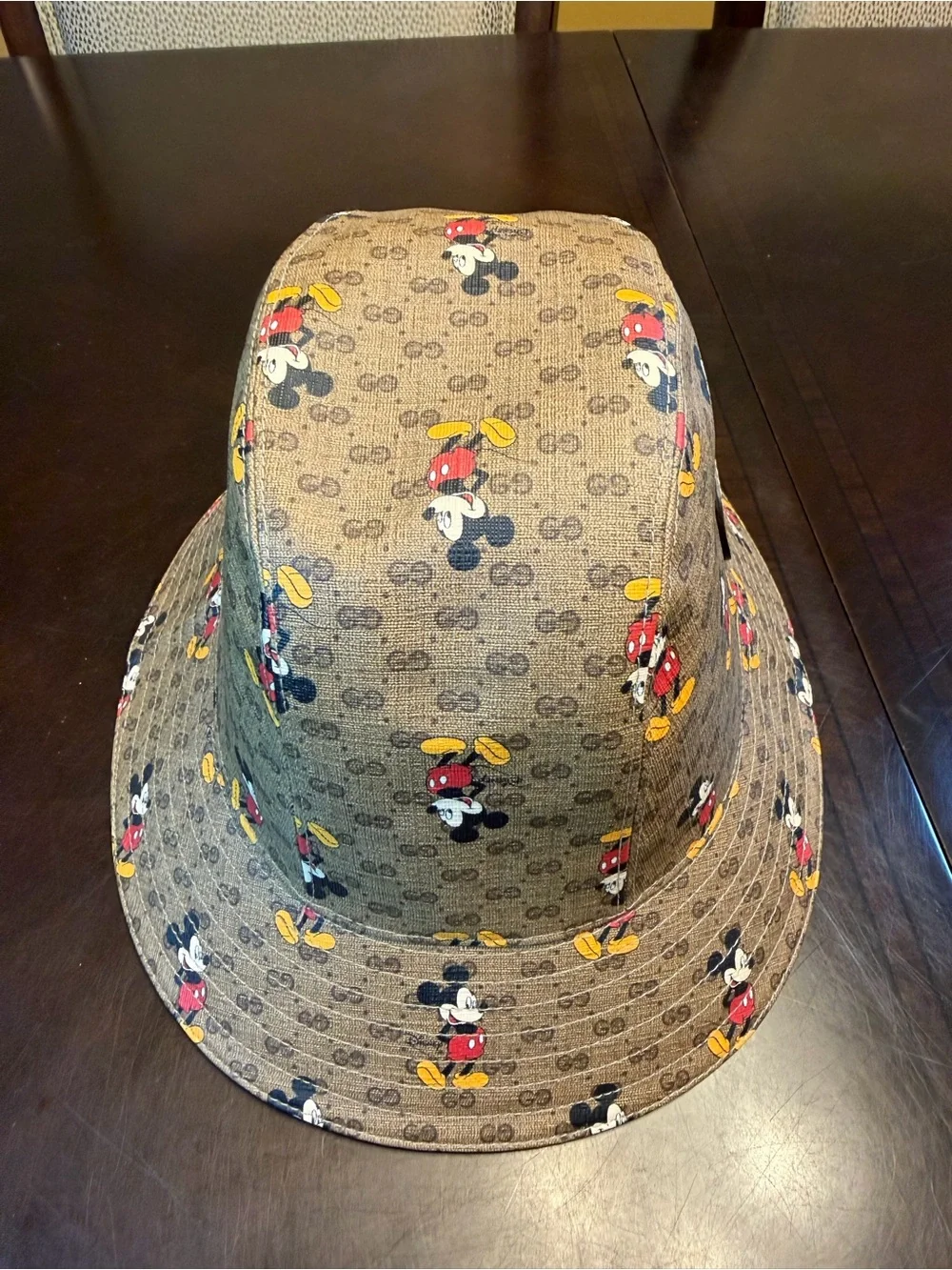 New Authentic Gucci GG x Disney Mickey Mouse Logo Bucket Hat Brown Size M - Picture 5 of 14